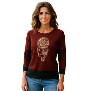 Women's Burgundy Dreamcatcher Top